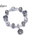 CUTEECO Antique srebrny kolor bransoletki i Bangles dla kobiet kryształową kwiatową wróżkę koralik Charm bransoletka biżuteria P