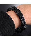 Bransoletka męska wielowarstwowe bransoletki skórzane zapięcie magnetyczne skóra bydlęca pleciony wielowarstwowe Wrap Trendy bra