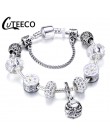 CUTEECO Antique srebrny kolor bransoletki i Bangles dla kobiet kryształową kwiatową wróżkę koralik Charm bransoletka biżuteria P