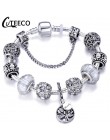 CUTEECO Antique srebrny kolor bransoletki i Bangles dla kobiet kryształową kwiatową wróżkę koralik Charm bransoletka biżuteria P