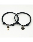 2 sztuk/partia, New Arrival para bransoletka stop klucz serce blokada Charm bransoletka ręcznie robiona biżuteria liny miłośnicy