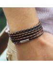 XQNI marka czarny retro Wrap długa skórzana bransoletka bransoletki męskie typu bangle moda sproty łańcuch link mężczyzna charm 