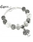 CUTEECO Antique srebrny kolor bransoletki i Bangles dla kobiet kryształową kwiatową wróżkę koralik Charm bransoletka biżuteria P