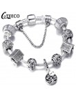 CUTEECO Antique srebrny kolor bransoletki i Bangles dla kobiet kryształową kwiatową wróżkę koralik Charm bransoletka biżuteria P