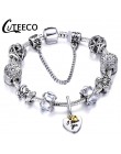 CUTEECO Antique srebrny kolor bransoletki i Bangles dla kobiet kryształową kwiatową wróżkę koralik Charm bransoletka biżuteria P