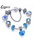 CUTEECO Antique srebrny kolor bransoletki i Bangles dla kobiet kryształową kwiatową wróżkę koralik Charm bransoletka biżuteria P