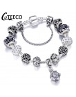 CUTEECO Antique srebrny kolor bransoletki i Bangles dla kobiet kryształową kwiatową wróżkę koralik Charm bransoletka biżuteria P