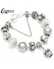 CUTEECO Antique srebrny kolor bransoletki i Bangles dla kobiet kryształową kwiatową wróżkę koralik Charm bransoletka biżuteria P
