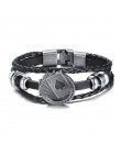 Vnox Lucky Vintage męska skórzana bransoletka karty do gry Raja Vegas urok wielowarstwowe plecione kobiety Pulseira Masculina 7.