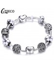 CUTEECO Antique srebrny kolor bransoletki i Bangles dla kobiet kryształową kwiatową wróżkę koralik Charm bransoletka biżuteria P
