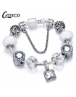 CUTEECO Antique srebrny kolor bransoletki i Bangles dla kobiet kryształową kwiatową wróżkę koralik Charm bransoletka biżuteria P