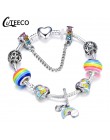 CUTEECO Antique srebrny kolor bransoletki i Bangles dla kobiet kryształową kwiatową wróżkę koralik Charm bransoletka biżuteria P