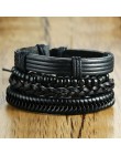 Vnox 4 sztuk/zestaw pleciony szal skórzane bransoletki dla mężczyzn Vintage Life Tree steru drewniana bransoletka Charm koraliki