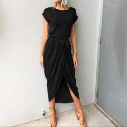 2020 długie sukienki imprezowe Plus rozmiar lato z krótkim rękawem kobiety sukienka elegancka Maxi luźne Vestidos sukienki letni