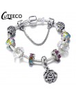 CUTEECO Antique srebrny kolor bransoletki i Bangles dla kobiet kryształową kwiatową wróżkę koralik Charm bransoletka biżuteria P