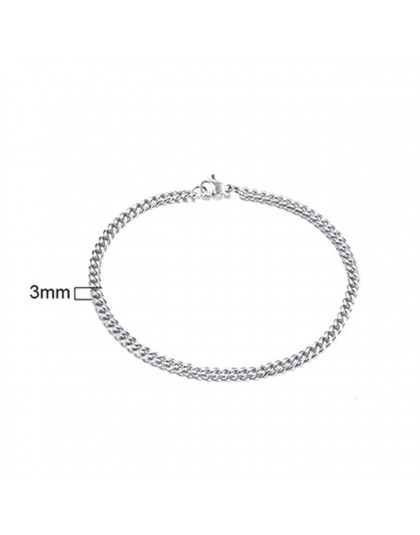 Męska bransoletka Curb kubański Link Chain męskie bransoletki damskie ze stali nierdzewnej złoty Tone nie znikną 3mm do 11mm