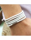 XQNI marka czarny retro Wrap długa skórzana bransoletka bransoletki męskie typu bangle moda sproty łańcuch link mężczyzna charm 