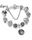CUTEECO Antique srebrny kolor bransoletki i Bangles dla kobiet kryształową kwiatową wróżkę koralik Charm bransoletka biżuteria P