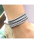 XQNI marka czarny retro Wrap długa skórzana bransoletka bransoletki męskie typu bangle moda sproty łańcuch link mężczyzna charm 