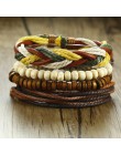 Vnox 4 sztuk/zestaw pleciony szal skórzane bransoletki dla mężczyzn Vintage Life Tree steru drewniana bransoletka Charm koraliki