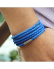 XQNI marka czarny retro Wrap długa skórzana bransoletka bransoletki męskie typu bangle moda sproty łańcuch link mężczyzna charm 