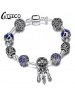 CUTEECO Antique srebrny kolor bransoletki i Bangles dla kobiet kryształową kwiatową wróżkę koralik Charm bransoletka biżuteria P