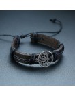 Vnox 4 sztuk/zestaw pleciony szal skórzane bransoletki dla mężczyzn Vintage Life Tree steru drewniana bransoletka Charm koraliki