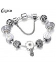 CUTEECO Antique srebrny kolor bransoletki i Bangles dla kobiet kryształową kwiatową wróżkę koralik Charm bransoletka biżuteria P
