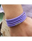 XQNI marka czarny retro Wrap długa skórzana bransoletka bransoletki męskie typu bangle moda sproty łańcuch link mężczyzna charm 