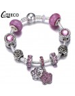 CUTEECO Antique srebrny kolor bransoletki i Bangles dla kobiet kryształową kwiatową wróżkę koralik Charm bransoletka biżuteria P