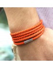 XQNI marka czarny retro Wrap długa skórzana bransoletka bransoletki męskie typu bangle moda sproty łańcuch link mężczyzna charm 
