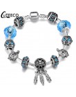 CUTEECO Antique srebrny kolor bransoletki i Bangles dla kobiet kryształową kwiatową wróżkę koralik Charm bransoletka biżuteria P