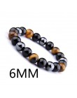 Naturalny czarny obsydian hematyt koraliki w kolorze Tiger Eye bransoletki mężczyzn dla magnetyczny ochrona zdrowia kobiety biżu