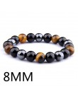Naturalny czarny obsydian hematyt koraliki w kolorze Tiger Eye bransoletki mężczyzn dla magnetyczny ochrona zdrowia kobiety biżu