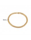 Męska bransoletka Curb kubański Link Chain męskie bransoletki damskie ze stali nierdzewnej złoty Tone nie znikną 3mm do 11mm