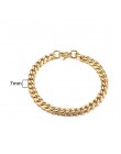 Męska bransoletka Curb kubański Link Chain męskie bransoletki damskie ze stali nierdzewnej złoty Tone nie znikną 3mm do 11mm