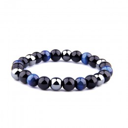 Naturalny czarny obsydian hematyt koraliki w kolorze Tiger Eye bransoletki mężczyzn dla magnetyczny ochrona zdrowia kobiety biżu
