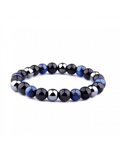 Naturalny czarny obsydian hematyt koraliki w kolorze Tiger Eye bransoletki mężczyzn dla magnetyczny ochrona zdrowia kobiety biżu