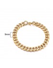Męska bransoletka Curb kubański Link Chain męskie bransoletki damskie ze stali nierdzewnej złoty Tone nie znikną 3mm do 11mm