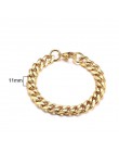 Męska bransoletka Curb kubański Link Chain męskie bransoletki damskie ze stali nierdzewnej złoty Tone nie znikną 3mm do 11mm