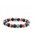 Naturalny czarny obsydian hematyt koraliki w kolorze Tiger Eye bransoletki mężczyzn dla magnetyczny ochrona zdrowia kobiety biżu