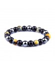 Naturalny czarny obsydian hematyt koraliki w kolorze Tiger Eye bransoletki mężczyzn dla magnetyczny ochrona zdrowia kobiety biżu