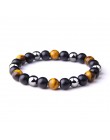 Naturalny czarny obsydian hematyt koraliki w kolorze Tiger Eye bransoletki mężczyzn dla magnetyczny ochrona zdrowia kobiety biżu