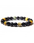 Naturalny czarny obsydian hematyt koraliki w kolorze Tiger Eye bransoletki mężczyzn dla magnetyczny ochrona zdrowia kobiety biżu