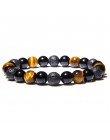 Naturalny czarny obsydian hematyt koraliki w kolorze Tiger Eye bransoletki mężczyzn dla magnetyczny ochrona zdrowia kobiety biżu