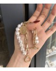 HUANZHI 2019 nowy barokowy nieregularne imitacje pereł złoty Metal Link Chain bransoletki dla kobiet dziewczyna Summer Party biż