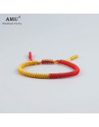 AMIU 25 kolory tybetański buddyjski miłość talizman tybetański bransoletki i Bangles dla kobiet mężczyzn ręcznie węzłów liny Bud
