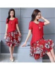 Lato szyfonowa sukienka 2019 dorywczo krótkim rękawem O-Neck Floral Print sukienki elegancka sukienka Plus Size sukienka 5XL kob