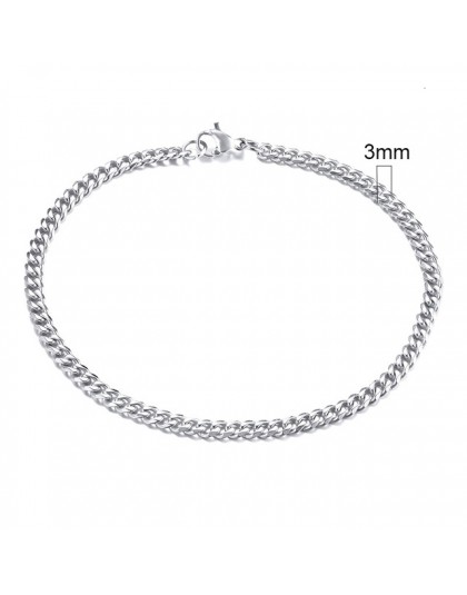 Vnox męskie proste 3-11mm łańcuszek ze stali nierdzewnej kubański Link Chain bransoletki dla kobiet Unisex Wrist biżuteria preze