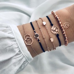 Boho Rose Map bransoletki i Bangles dla kobiet czeski okrągły bransoletka z koralikami zestaw moda wielowarstwowe akcesoria 2019